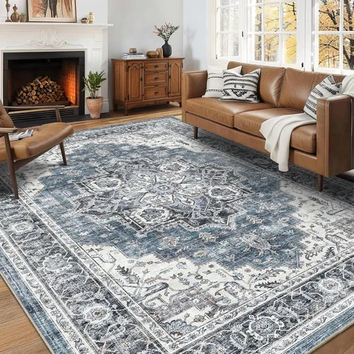 Vista 11 de Alfombra de pasillo vintage de 2 x 6 pies de pelo bajo Marrón beige