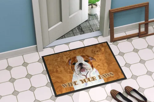 Vista 4 de Caroline's Treasures SS4896JMAT Bulldog English Wipe Your Paws - Felpudo para puerta delantera, 24 x 36 pulgadas, para interiores y exteriores