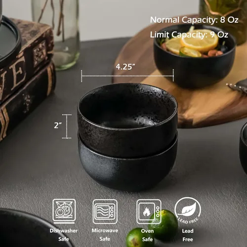 Vista 2 de S&Q'S CERAMICS Cuencos pequeños de cerámica para cocina, juego de 6, cuencos de helado de 9 onzas, cuencos pequeños para servir sopa, salsa