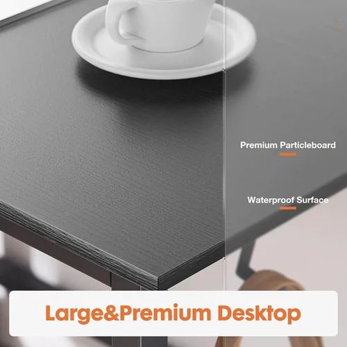 Vista 4 de Escritorio para computadora con cajones, escritorio pequeño de trabajo de 47 pulgadas para dormitorio, oficina en casa, mesa de escritura simple