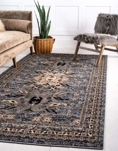 Vista 21 de Unique Loom Taftan Collection - Alfombra de borde geométrico de inspiración tribal (2 pies 2 pulgadas x 3 pies, rectangular, negro/gris)