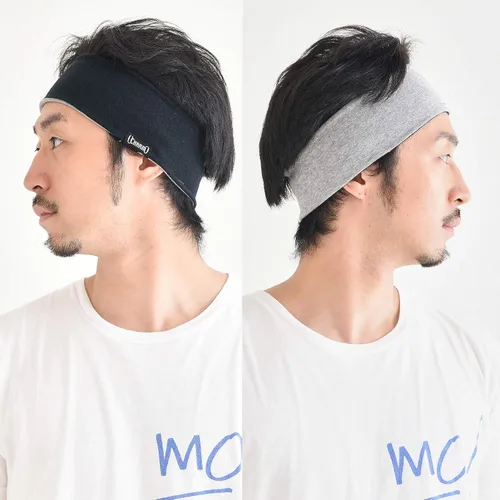 Vista 5 de Diadema deportiva para hombre que absorbe el sudor, algodón absorbente reversible, fabricado en Japón