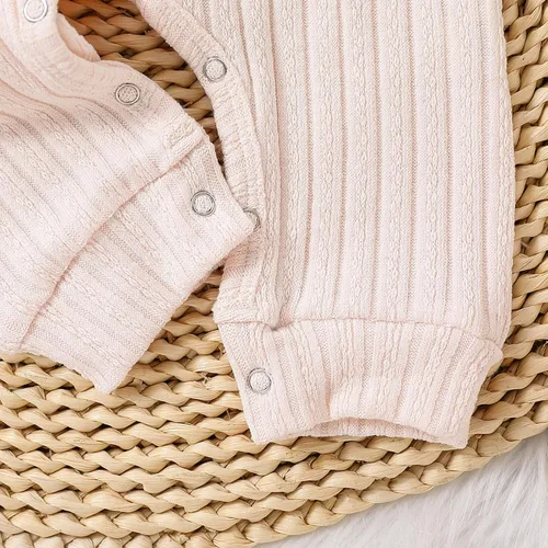 Vista 3 de Yookoom Baby Boys Girls 2 Pack Solid Romper Long Sleeve Knit Cotton Button One Piece Jumpsuit Outfits Clothes