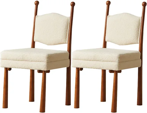 Vista 15 de Sillas de comedor de madera, sillas de cocina con material de lana de cordero, asiento tapizado, silla de sala de estar para estudio y comedor, sala
