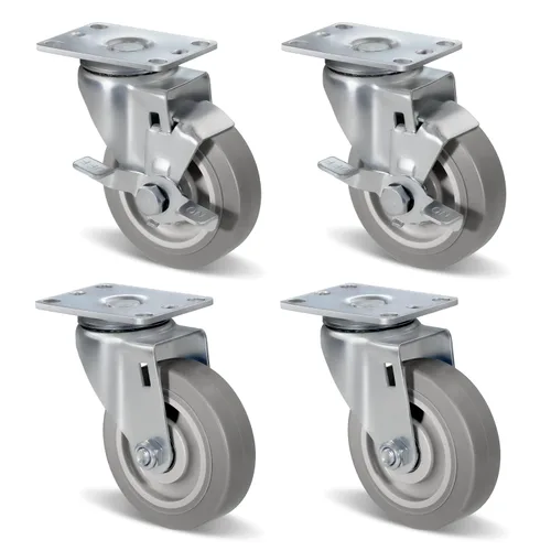 Vista 39 de Ruedas resistentes de 3 pulgadas, ruedas giratorias con frenos, ruedas de placa con rueda de goma para muebles, plataforma, camión, carrito