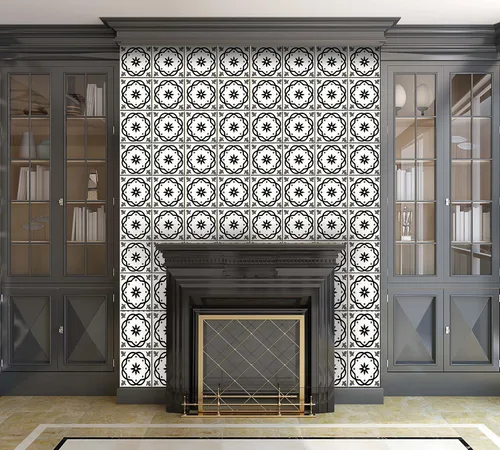 Vista 7 de Juego de 24 calcomanías para azulejos de la colección Black & White, para azulejos en muro, para baño y cocina, fácil de aplicar, simplemente