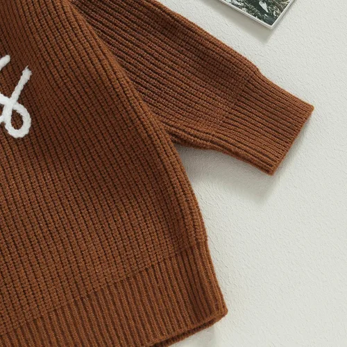 Vista 7 de Suéter de punto para bebé niño y niña, mameluco con patrón de bordado de letras, sudadera de otoño