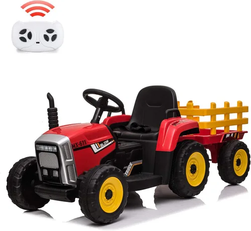 Vista 15 de Nasitip Tractor eléctrico con batería de 12 V con remolque y control remoto Azul