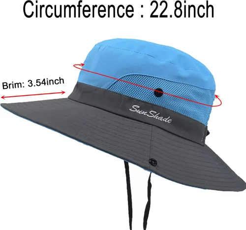 Vista 7 de NPQQUAN 1 y 2 sombreros de sol para mujeres y hombres de 3 pulgadas de ala ancha UPF 50+ sombreros de playa para pesca y pescador