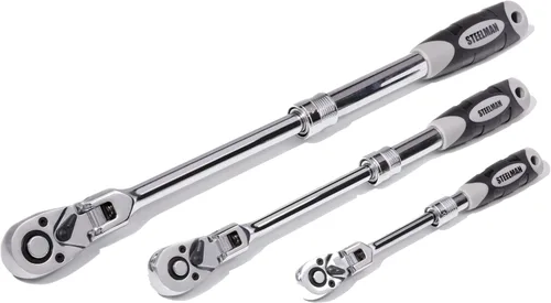 Vista 7 de Steelman Pro Trinquete de cabeza flexible extensible de accionamiento de 1/2 pulgada de 72 dientes (13.5-19 pulgadas de longitud), acero