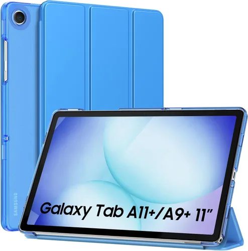 Vista 10 de MoKo Funda para Galaxy Tab A9+/A9 Plus de 11 pulgadas 2023, Funda Protectora Inteligente Delgada con Soporte y Carcasa Trasera Translúcida de PC