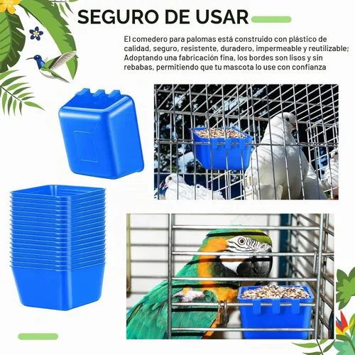 Vista 4 de Maxdot - 20 tazas alimentadoras de agua de pollo de 16 onzas, color azul Tazas colgantes para paloma, conejo, jaula de aves de corral, plástico