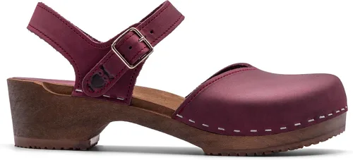 Vista 15 de Sandgrens Zuecos de madera sueca hechos a mano para mujer, sandalias de tacón bajo Zaragasso