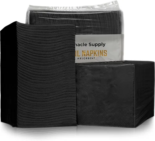 Vista 5 de Paquete de 500 servilletas de cóctel de papel – Servilletas de 3 capas negras de calidad – Servilletas de restaurante, evento y bar – Servilletas