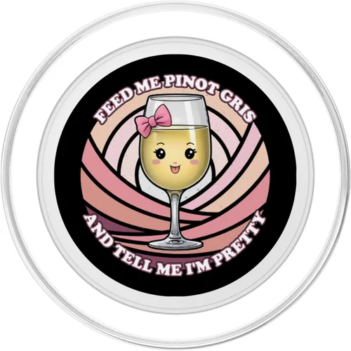 Vista 2 de Feed Me Pinot Gris And Tell Me I'm Pretty - Fun Cute Kawaii PopSockets MagSafe PopGrip for iPhone