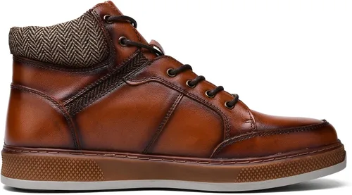 Vista 4 de Holy dove Men's Casual Oxford Sneaker Boots Mid-Top Lace-Up Fashion Ankle Chukka Boot Genuine Leather Upper Fashion Shoes for Men Comfortable and