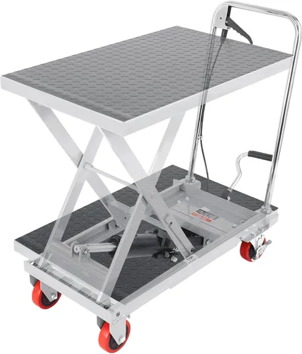 Vista 16 de VEVOR Carro de mesa de elevación hidráulica, capacidad de 500 libras, altura de elevación de 28.5 pulgadas, mesa de elevación manual de tijera