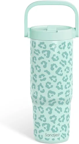 Vista 9 de SANDJEST Besties - Vaso de acero inoxidable con tapa para pajita de 30 onzas con asa de transporte para mujeres, niñas, mejores amigas, taza de café