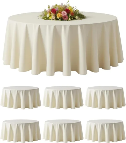 Vista 11 de BESTVIP Manteles redondos de poliéster de 60 pulgadas Se adapta a mesas de 20 a 48 pulgadas Funda decorativa lavable de tela para restaurantes