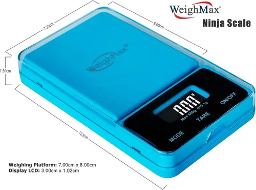 Vista 5 de Weighmax NJ650-Blue Dream Series - Báscula digital de bolsillo, 650 x 0.00 oz, color azul