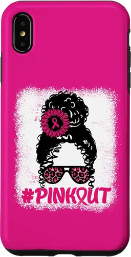 Vista 11 de iPhone 16 desordenado moño desgastado cinta rosa rosa hacia fuera caso cáncer de mama