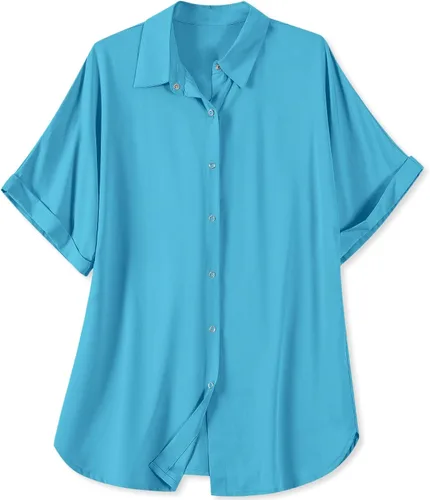 Vista 18 de Blusa suave casual de manga corta con broche frontal para mujer