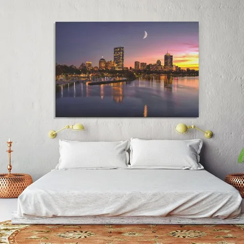 Vista 5 de Póster de lienzo con diseño de horizonte de Charles River de Boston, decoración de dormitorio, paisaje deportivo, oficina, habitación, regalo
