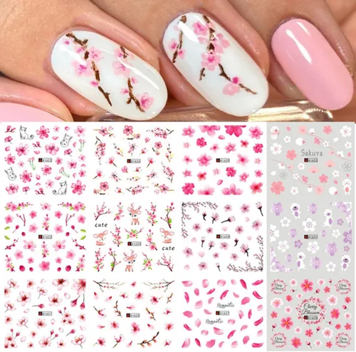 Vista 7 de Calcomanías holográficas para arte de uñas, diseños holográficos de transferencia de agua de hoja de arce de otoño, hojas de otoño, hongos