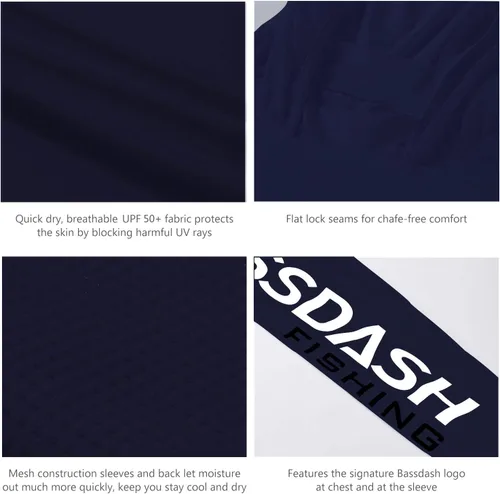 Vista 3 de BASSDASH UPF 50+ - Sudadera con capucha para hombre, protección solar UV, manga larga, rendimiento