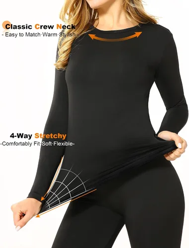 Vista 3 de ViCherub Conjunto de ropa interior térmica para mujer, capa base larga, forro polar, parte superior inferior