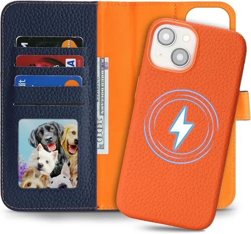 Vista 11 de Funda desmontable de cuero genuino para iPhone SE 2020/SE 2022/7/8, funda magnética 2 en 1 extraíble, soporte de carga Magsafe, funda protectora