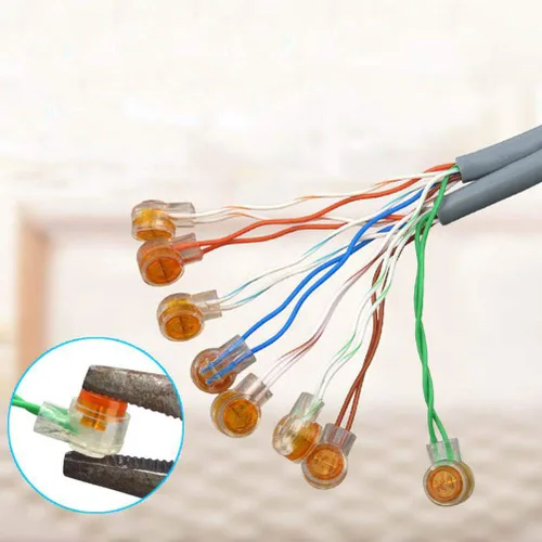 Vista 7 de BUYGOO 200 unids impermeable gel relleno naranja claro botón teléfono conectores UY empalme a tope conector K1 cable de red terminales