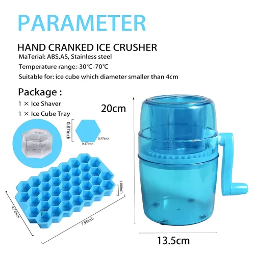 Vista 4 de Máquina de afeitar de hielo y cono de nieve, máquina de cono de nieve manual portátil de alta calidad y máquina de hielo afeitado con bandejas