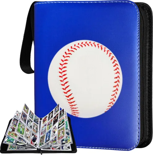 Vista 8 de Carpeta de Tarjetas de Fútbol Americano 900 Bolsillos, 50 Fundas Carpeta Grande de Fútbol Americano 3 Anillos con Cremallera Porta Tarjetas