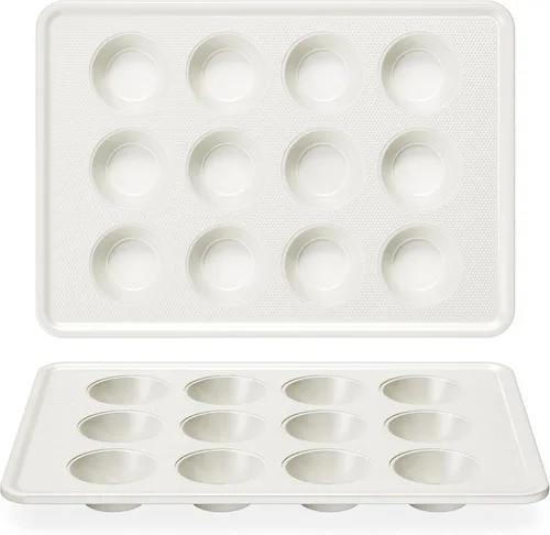 Vista 12 de HONGBAKE Juego de 2 Moldes Grandes para Parte Superior de Magdalenas, Molde Antiadherente de 4 Cavidades para Panecillos de Hamburguesa, Molde Jumbo