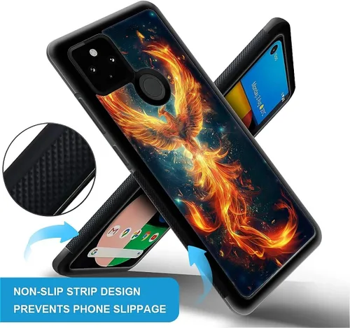Vista 1488 de Compatible con Google Pixel 4A 5G Mobile Case Creative Acrylic Panel trasero Silicona Protección Grip especialmente diseñado para Google Pixel 4A 5G
