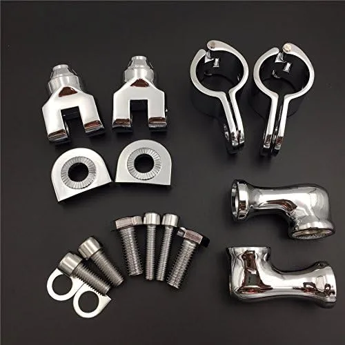 Vista 2 de SMT-Kit de montaje de clavijas de carretera ajustables en ángulo corto cromado compatible con cualquier bicicleta con tubo de marco de protector