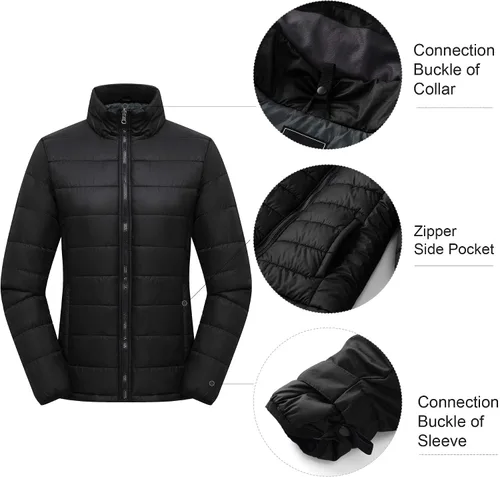 Vista 5 de Chaqueta de esquí 3 en 1 para mujer, impermeable, para invierno, para snowboard, montaña