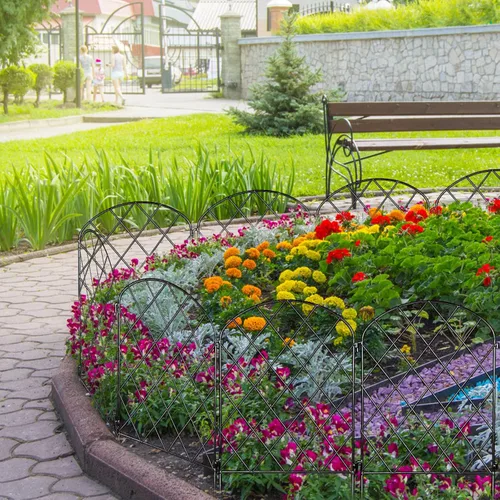 Vista 6 de Getlay Valla decorativa pequeña para jardín, paquete de 10 unidades, 10 pies de largo x 24 pulgadas de alto, valla de metal a prueba de óxido, valla