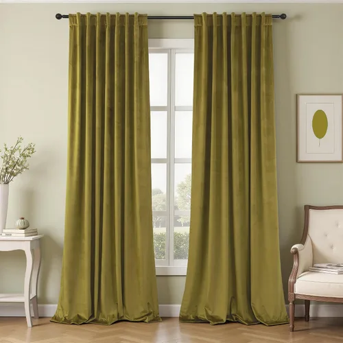 Vista 17 de Cortinas de terciopelo opacas para oscurecer la habitación de 63 pulgadas de largo para sala de estar, comedor, 2 paneles, privacidad pesada