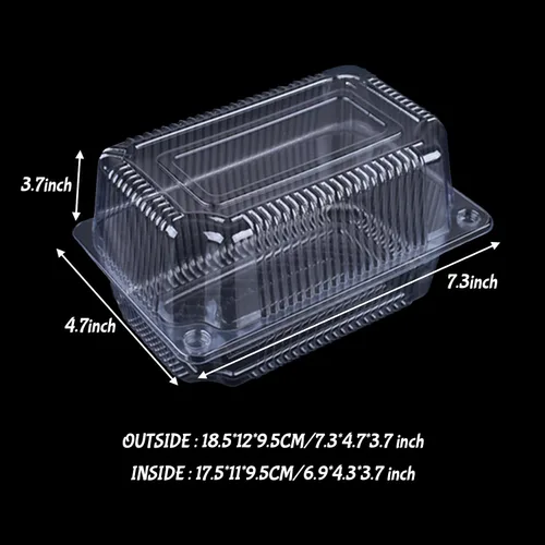 Vista 3 de Recipientes de plástico transparente para llevar, 100 unidades, tapa con bisagras Togo Containers, Food Take Out Loaf Container, Food Storage