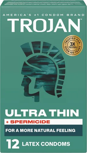 Vista 17 de Trojan Bareskin - Preservativos finos, paquete variado Everythin, condón de látex lubricado, 10