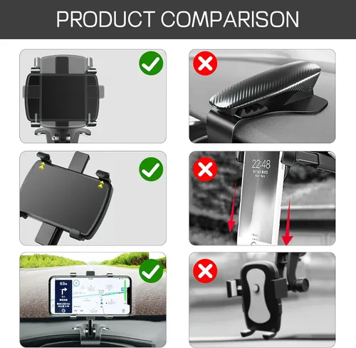 Vista 3 de Soporte Universal para Teléfono de Coche para Salpicadero, Soporte Multifuncional para Teléfono Móvil de Tablero de Coche, Soporte de Espejo