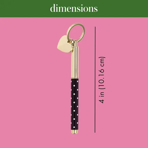Vista 3 de Kate Spade New York - Llavero de bolígrafo de tinta negra con llave de metal, llavero de bolígrafo de tinta negra, punto de pin