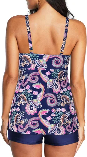 Vista 9 de American Trends Trajes de baño de dos piezas para mujer, tankini de talla grande, con control de abdomen