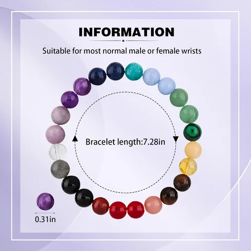 Vista 2 de Pulsera de la suerte y protección, pulsera de cristal curativo de 0.315 in, pulsera de yoga para aliviar el estrés y la ansiedad trae regalo