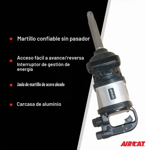 Vista 4 de AIRCAT 1994 Llave de impacto recta de 1 pulgada, yunque extendido de 8 pulgadas