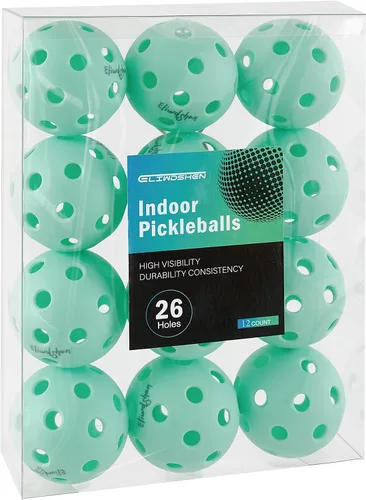 Vista 3 de Pelotas de pickleball para interiores, resistentes a las grietas, 26 agujeros, paquete de 6, paquete de 12 unidades, fabricadas según los estándares