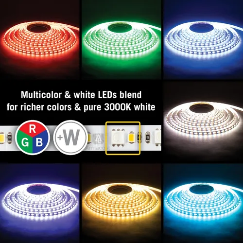Vista 3 de Armacost Lighting RibbonFlex Pro - Cinta de luz LED multicolor y blanca de 60 + 60 LEDs/m, 8.2 pies (8.2 ft) (624210)