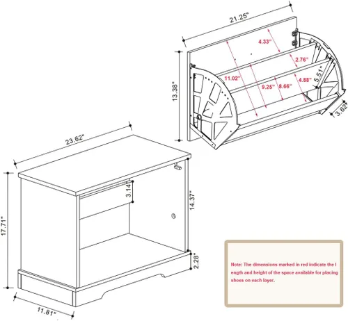 Vista 2 de RASOO Zapatero con cajón abatible para niños, organizador de zapatos de 3 niveles con 2 estantes ajustables, banco oculto para zapatos que ahorra